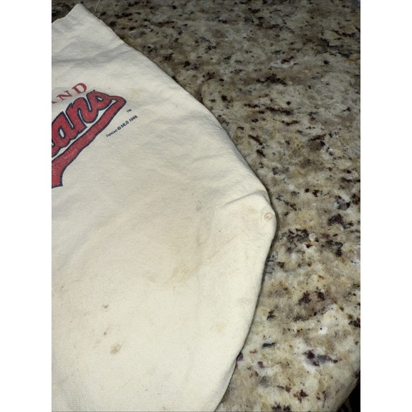 VINTAGE CLEVELAND INDIANS CANVAS TOTE BAG Wahoo Logo 1990 (4936) - Picture 3 of 9